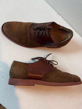 Vintage Polo Ralph Lauren Saddle Oxford Shoes Brown Suede Leather Mens Size 13 D